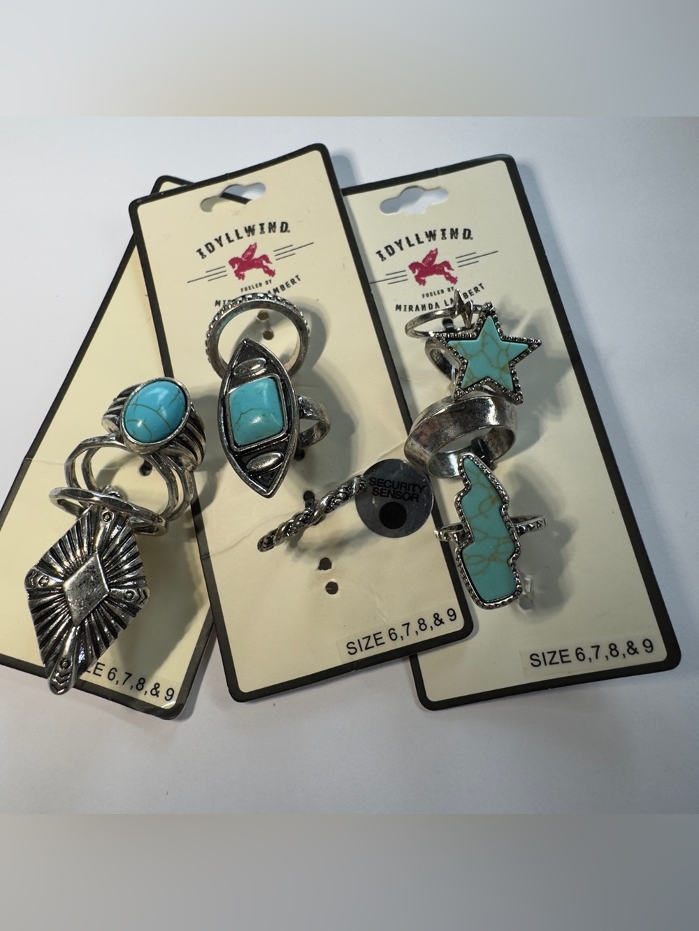 Size 6,7,8 & 9 Idyllwind Turquoise Accent Stackable Ring Set - Silver